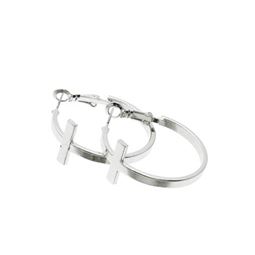 Örhängen - Cross Hoop Silver Earring