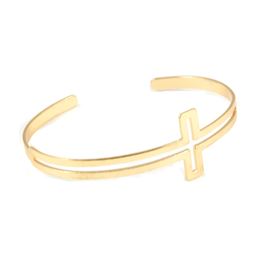 Armband - Cross Hole Stripe Cuff Gold