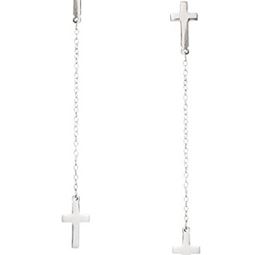 Örhängen - Cross Two Chain Earring Silver