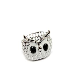 Ringar - Owl Dot White Silver Ring